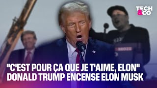 quotCest pour ça que je taime Elonquot Donald Trump encense Elon Musk lors de son discours de victoire [upl. by Bryanty]