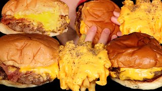 ASMR Frank Burger Cheese Fries Mukbang Eating Sound [upl. by Icyac390]