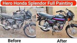 Old 2010 Model Splendor Full Painting amp Modification । Hero Honda Splendor Motorcycle Restoration [upl. by Nitsoj]