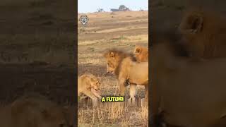 A lone lioness fiercely stands her ground against two males wildlife animals lions wildanimals [upl. by Alyat]