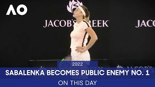 On This Day Aryna Sabalenka Makes Enemy of Crowd v Barty  Australian Open 2022 [upl. by Athenian39]