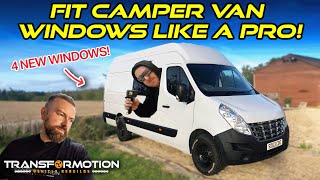 WE CUT WINDOWS INTO THIS VAN  CAMPER VAN CONVERSION [upl. by Ddej623]