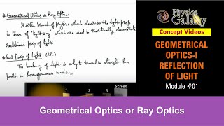 Class 12 Physics  Reflection of Light  1 Geometrical Optics or Ray Optics  For JEE amp NEET [upl. by Naul]