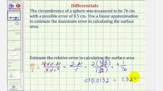 Ex Use Differentials to Approximate Possible Error Finding the Surface Area of a Sphere [upl. by Itsirc]