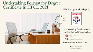 HPCL Apprenticeship 2021  Undertaking Form For Degree Certificate  How To Fill Undertaking Form [upl. by Ahsaeyt]