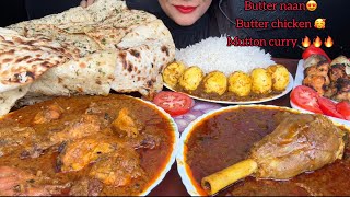 ASMR EATING BUTTER NAANBUTTER CHICKENRICEEGG CURRYMUTTON CURRY MUKBANG [upl. by Andrew]