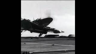 Flying debris from a Fairey Firefly crash takes out the camera on a Royal Navy carrier [upl. by Yvette]