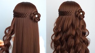 Easy And Unique Hairstyle For Wedding And Prom  Waterfall Braid Half Up Half Down [upl. by Langelo]