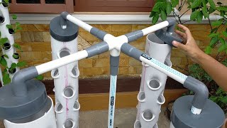 DIY  How to make Vertical Hydroponic System using 4 Towers Part 2  hydroponic farming at home [upl. by Croner943]