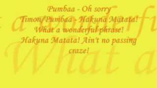 Hakuna Matata  Lion King Lyrics [upl. by Ahsii601]