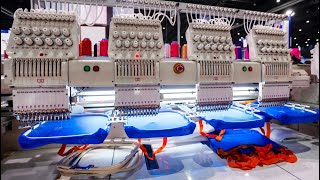 Présentation machine de broderie industrielle Elucky Holiauma Rcomaindustrial embroidery machine [upl. by Annaear]