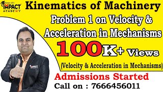 Problem 1 on Velocity amp Acceleration in Mechanisms  KOMTOM freeengineeringcourses zafarsir [upl. by Malissia984]