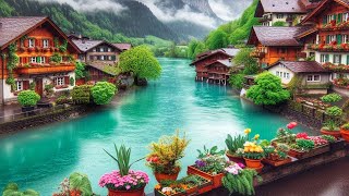 Interlaken Switzerland 4K  walking in the rain in the most beautiful Swiss town [upl. by Arlie]