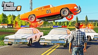 DUKES OF HAZZARD COP CHASE amp RESTORING THE GENERAL LEE ROLEPLAY  FARMING SIMULATOR 2019 [upl. by Abrahan]