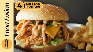 Spicy Crispy Chicken Burger Recipe By Food Fusion [upl. by Ahsoet31]