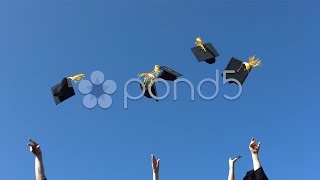 Tossing Graduation Caps Slow Motion Stock Footage [upl. by Rotsen339]