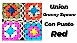 Tutorial Como Unir Granny Square Con Punto Red fácil paso a paso Come unire mattonelle How crochet [upl. by Otero749]