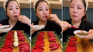 mukbang  Garlic chili eating show  too spicy [upl. by Godfry12]