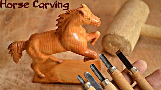 Horse Carving  How To Carve A Horse In Wood  Wooden Horse Carving  Wood Carving Tutorial  DIY [upl. by Martita258]