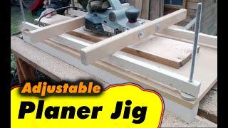 Planing wide Boards or Beams with Electric Hand Planer –Adjustable Thickness Planer Jig –Woodworking [upl. by Carisa452]