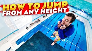 How to dive into a swimming pool from ANY height  water jump feet first from diving board tutorial [upl. by Okiman]