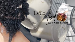 DIY Herbal Hair Butter  length  moisture retention for natural hair [upl. by Alleinad]