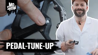 MTB Pedalen Service  Crankbrothers Stamp 7 PedalTuneUp  MO Show [upl. by Daisi]