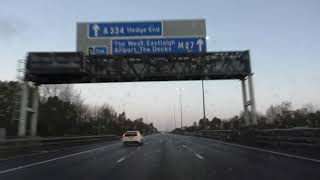 Driving On The M275 M27 amp M3 Motorways From Portsmouth Port To Winnall Winchester England [upl. by Chura136]