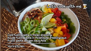 Cold pasta salad  Asian dressing sauce  Koude fusilli pasta salade in Aziatische saus  VK177 [upl. by Beaulieu763]