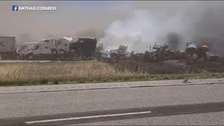 Illinois dust storm causes 72car pileup crash on I55 killing 6 [upl. by Gnirol672]