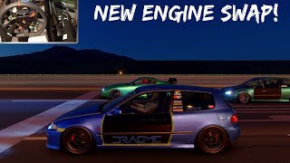 Gran Turismo 7  EG Civic gets a B18 Engine Swap DragRoll Racing on Route X [upl. by Nnahgiel]