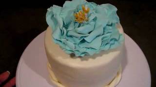 My First Marshmallow Fondant Covered Cake With Gumpaste Flower [upl. by Sille41]