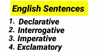 Types of sentence 1 Declarative or Assertive 2 Interrogative 3 Imperative 4 Exclamatory [upl. by Macintosh]