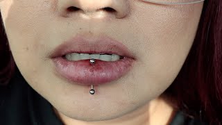 VERTICAL LABRET PIERCING HEALING UPDATE 3 DAYS LATER [upl. by Goeger994]