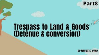 Trespass to Land And GoodsDetinue conversionTrover under Law of Tort [upl. by Enra]