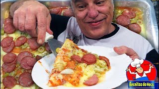 PIZZA CASEIRA DE LIQUIDIFICADOR EM MENOS DE 30 MINUTOS MASSA PERFEITA [upl. by Liuqnoj]