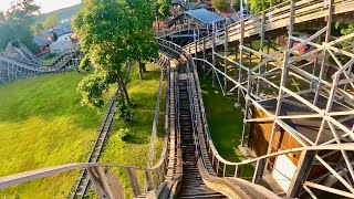 Wooden Warrior POWERFUL Wooden Roller Coaster 4K POV  Quassy Connecticut No Copyright [upl. by Tesler]