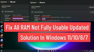 Fix All RAM Not Fully Usable Updated Solution In Windows 111087 [upl. by Kcirddot987]