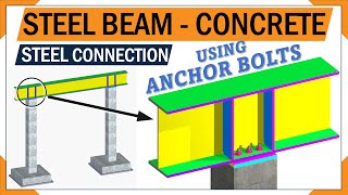 Anchor bolt fixing details  Installing Steel Girder Concrete Column reinforcements  3d animation [upl. by Lise]