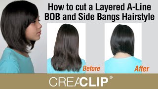 How to Cut a Layered ALine BOB and SideBangs Hairstyle [upl. by Baptlsta]