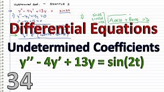 Differential Equations  34  Undetermined Coefficients  AcoswtBsinwt [upl. by Manvel]