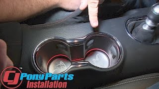 20152023 Mustang American Car Craft Cup Holder Insert Brushed SS WCoyote Logo Pair Installation [upl. by Akiria]