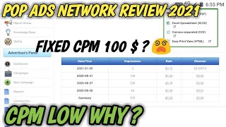 Pop Ads Network Expose  Low CPM Reason   PopAds Reviews 2021 [upl. by Erbe958]