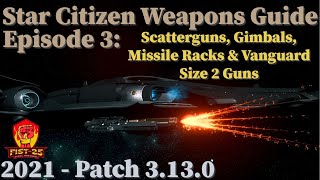 Star Citizen Weapons Guide  Episode 3 Scatterguns Gimbals Missile Racks amp Vanguard Size 2 Guns [upl. by Levan]