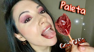 ASMR Comiendo Paleta de Chile SIN HABLAR  ASMR Lollipop NO TALKING  Dulce Mexicano [upl. by Ritch]