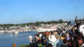 Schooner Ardelle Launching at Burnhams Boat Yard July 9th 2011 High Tide MVI 2836 [upl. by Rednael361]