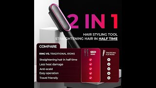 Hair Straightener Brush  TYMO Ring Hair Straightener Comb  Straightening Brush for Women [upl. by Wolfgang920]