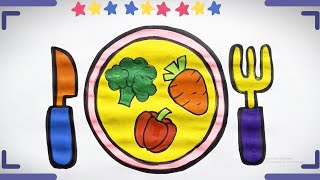 How drawing amp coloring vegetable plate Step by step [upl. by Kania]