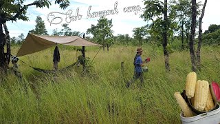 ដេកអង្រឹងហូបសម្លសម្លក់ Solo hammock camp in heavy rain cook family soup by relaxing adventure Ep107 [upl. by Theodora778]