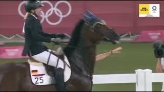 German Olympian Annika Schleu loses control of her horse [upl. by Harras]